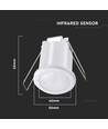 Détecteur de plafond PIR à encastrer, 360° - Blanc, 400W LED, portée 8m, IP20