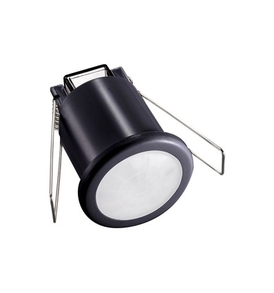 Détecteur PIR encastrable plafond Ø4cm, 360° - Noir, IP20, détection jusqu'à 8m, perçage : Ø4cm