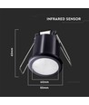 Détecteur PIR encastrable plafond Ø4cm, 360° - Noir, IP20, détection jusqu'à 8m, perçage : Ø4cm