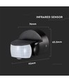 Détecteur de mouvement infrarouge - IP65 extérieur, noir, détection 180°/360°, max 600W LED