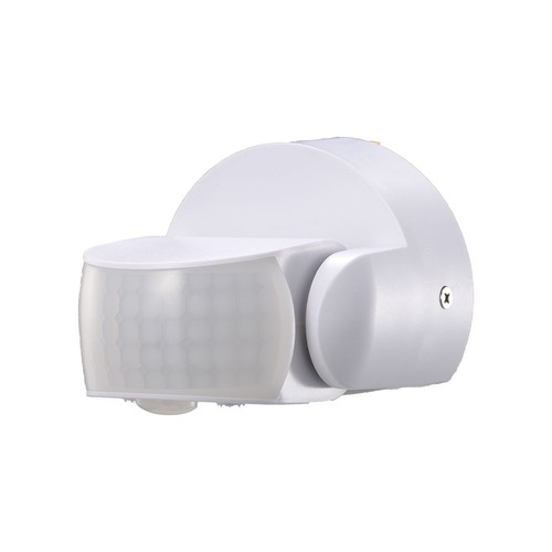 Détecteur de mouvement infrarouge, blanc - IP65, 180°/360°, max 600W LED, portée 12m, extérieur/intérieur