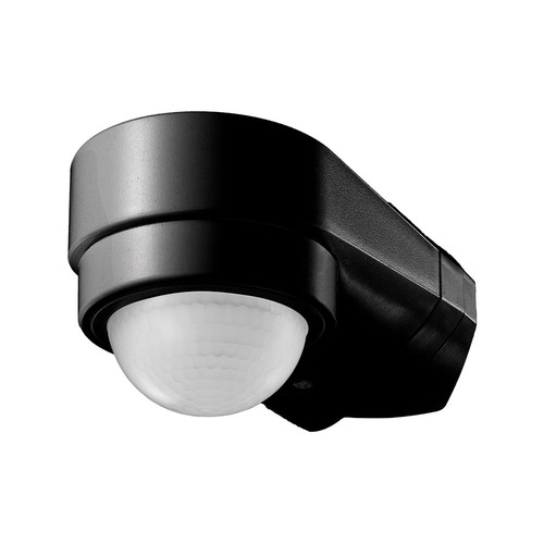Capteur pour coin de maison, noir, détecteur de mouvement - réglable, montage d'angle, IP65 (max : 600W LED)