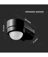 Capteur pour coin de maison, noir, détecteur de mouvement - réglable, montage d'angle, IP65 (max : 600W LED)