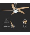 Ventilateur de plafond 60W - LED, enseigne lumineuse, contrôle RF, 5 pales, moteur AC