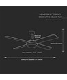 Ventilateur de plafond LED 35W avec kit lumière - Contrôle RF, 4 pales, moteur DC