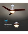 Ventilateur de plafond LED 35W - Contrôle RF, 3 pales, moteur DC, brun