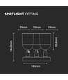 3x GU10 Spot mural/plafonnier - Rond, blanc, IP20 intérieur, sans source lumineuse