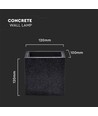 Applique murale carrée en béton G9 - Gris foncé, IP20, sans source lumineuse