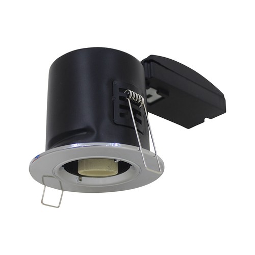 Downlight GU10 - Résistant au feu, possibilité d'inclinaison et de verrouillage, boîtier épais, chrome