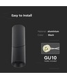 Spot en saillie GU10 - Noir, rond, aluminium, Ø5,95 x 19,7 cm, IP20 intérieur, sans source lumineuse