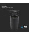 Spot en saillie GU10 - Noir, rond, aluminium, IP20, sans source lumineuse