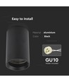 Spot en saillie GU10 - Noir, rond, aluminium, IP20, sans source lumineuse