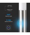 Lampe de jardin 80cm avec détecteur - Douille E27, acier inoxydable, IP44, max 60W