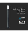 V-Tac Lampe de jardin grise, inoxydable - 110 cm, IP44 extérieur, douille E27, sans source lumineuse