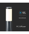 V-Tac Lampe de jardin grise, inoxydable - 110 cm, IP44 extérieur, douille E27, sans source lumineuse