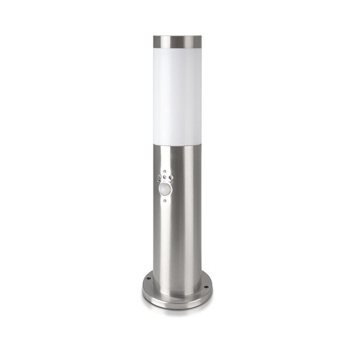 Lampe de jardin 45cm en acier inoxydable - Nickel satiné, douille E27, IP44 extérieur, sans source lumineuse