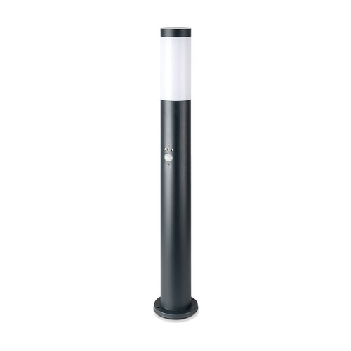 Lampe de jardin 80cm avec capteur - Gris, acier inoxydable, E27, borne, IP44 extérieur, détecteur de mouvement PIR