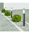 Lampe de jardin 80cm avec capteur - Gris, acier inoxydable, E27, borne, IP44 extérieur, détecteur de mouvement PIR