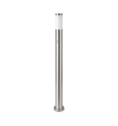 Lampe de jardin 110cm avec détecteur PIR - Acier inoxydable, douille E27, IP44 extérieur, finition nickel satiné