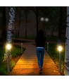 Lampe de jardin 110cm avec détecteur PIR - Acier inoxydable, douille E27, IP44 extérieur, finition nickel satiné