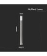 Lampe de jardin 110cm avec détecteur PIR - Acier inoxydable, douille E27, IP44 extérieur, finition nickel satiné