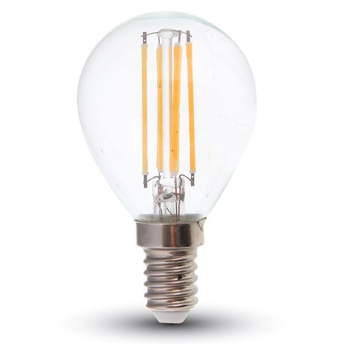 Ampoule LED E14 6W - P45, filament, verre clair