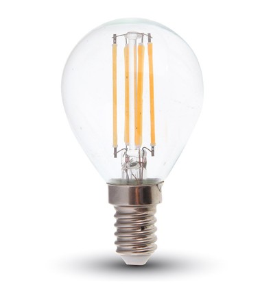 Ampoule LED E14 6W - P45, filament, verre clair