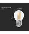 E27 6W LED ampoule sphérique - G45, filament, verre clair, 133lm/W, remplace 60W