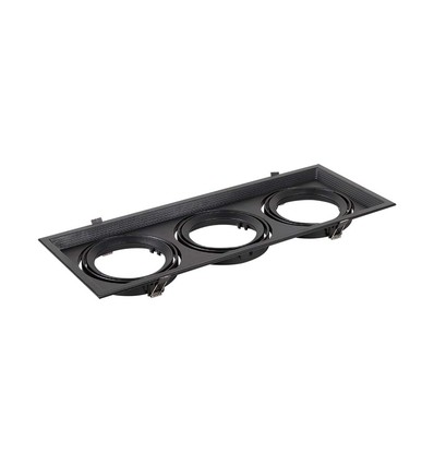 Spot encastrable triple AR111 - Noir, aluminium, 47,5x17,4 cm, sans source lumineuse