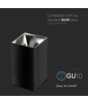 Spot en saillie carré GU10 - Noir/chrome, aluminium, IP20, sans source lumineuse
