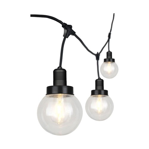 Guirlande lumineuse LED 3m avec 6 ampoules - ampoules Ø15cm, douille E27, IP65 extérieur, noir mat, raccordable