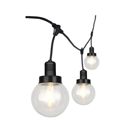 Guirlande lumineuse LED 3m avec 6 ampoules - ampoules Ø15cm, douille E27, IP65 extérieur, noir mat, raccordable