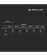 Guirlande lumineuse LED 3m avec 6 ampoules - ampoules Ø15cm, douille E27, IP65 extérieur, noir mat, raccordable