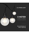 Guirlande lumineuse LED 3m avec 6 ampoules - ampoules Ø15cm, douille E27, IP65 extérieur, noir mat, raccordable