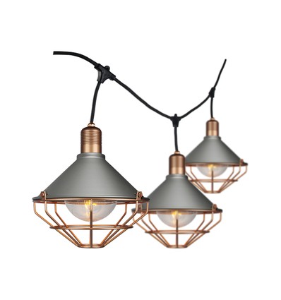 Guirlande lumineuse LED 3m avec 6x douilles E27 - Or rose, IP65, raccordable, intérieur / extérieur