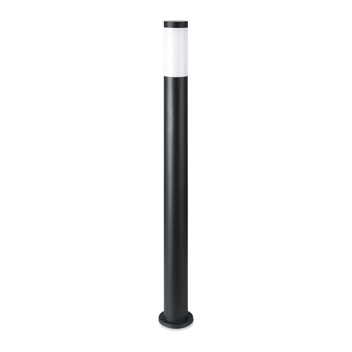 Borne de jardin 110cm en acier inoxydable noir - douille E27, IP44, éclairage à 360 degrés, sans source lumineuse