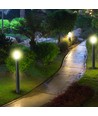 Borne de jardin 110cm en acier inoxydable noir - douille E27, IP44, éclairage à 360 degrés, sans source lumineuse