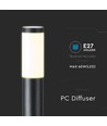 Borne de jardin 110cm en acier inoxydable noir - douille E27, IP44, éclairage à 360 degrés, sans source lumineuse