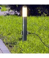 Lampadaire borne - 60 cm, capteur PIR, douille, acier inoxydable, IP44, noir