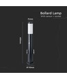 Lampadaire borne - 60 cm, capteur PIR, douille, acier inoxydable, IP44, noir