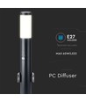 Lampadaire borne - 60 cm, capteur PIR, douille, acier inoxydable, IP44, noir