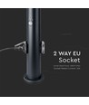 Lampadaire borne - 60 cm, capteur PIR, douille, acier inoxydable, IP44, noir