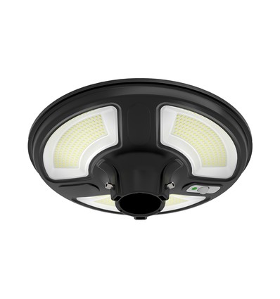 Borne solaire 10W avec détecteur, ronde - IP65, 1500-2500lm, blanc froid, télécommande et batterie incl.