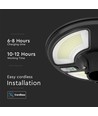 Borne solaire 10W avec détecteur, ronde - IP65, 1500-2500lm, blanc froid, télécommande et batterie incl.