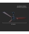 Ventilateur de plafond 65W - bronze avec télécommande RF, 3 pales brunes, moteur AC (52 pouces)