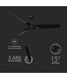 Ventilateur de plafond 65W - noir, contrôle RF, 3 pales noires, moteur AC, 52 pouces