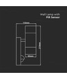 Applique murale GU10 haut/bas avec capteur - IP44 extérieur, acier inoxydable, sans source lumineuse