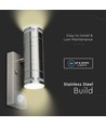 Applique murale GU10 haut/bas avec capteur - IP44 extérieur, acier inoxydable, sans source lumineuse