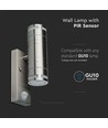 Applique murale GU10 haut/bas avec capteur - IP44 extérieur, acier inoxydable, sans source lumineuse