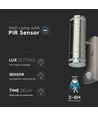 Applique murale GU10 haut/bas avec capteur - IP44 extérieur, acier inoxydable, sans source lumineuse